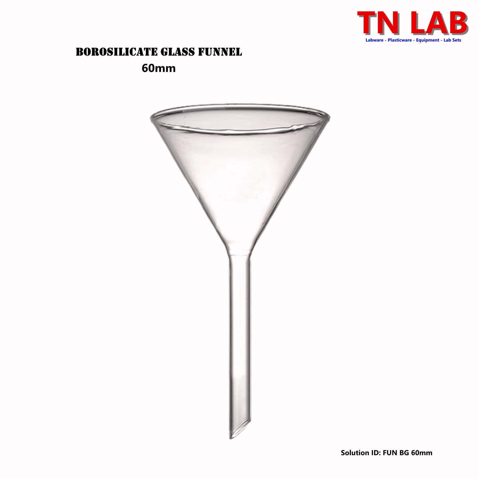Funnel Borosilicate Glass 60mm Funnel - TN LAB Supply