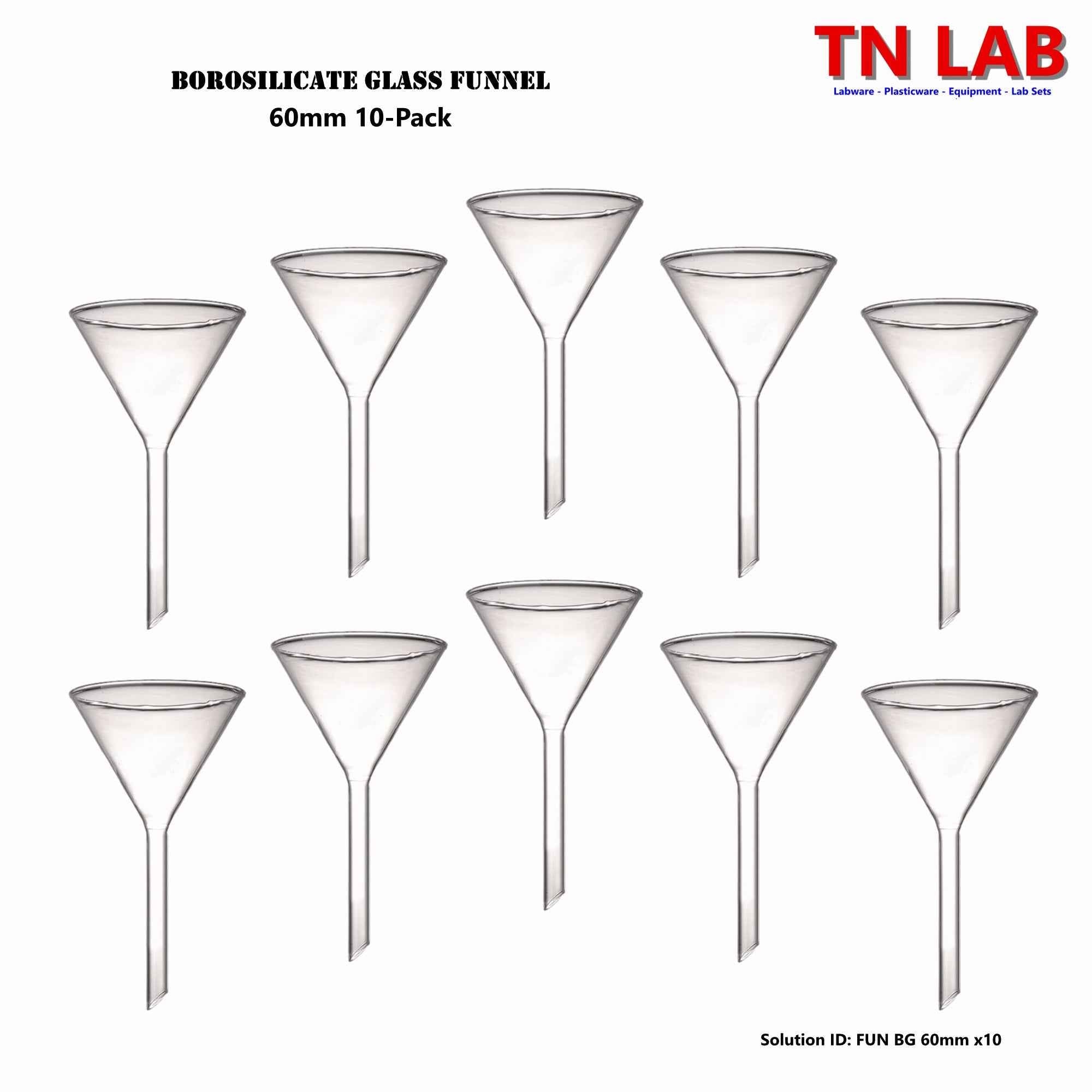 Funnel Borosilicate Glass 60mm Funnel - TN LAB Supply