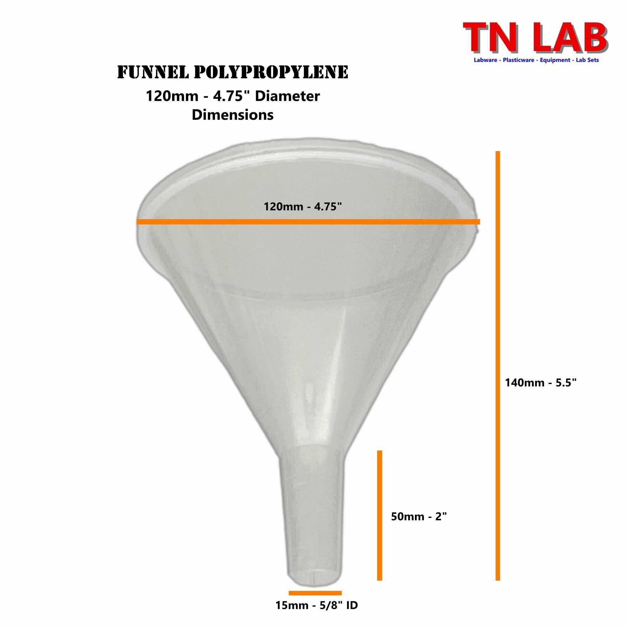 Funnel Polypropylene 120mm Diameter - TN LAB Supply