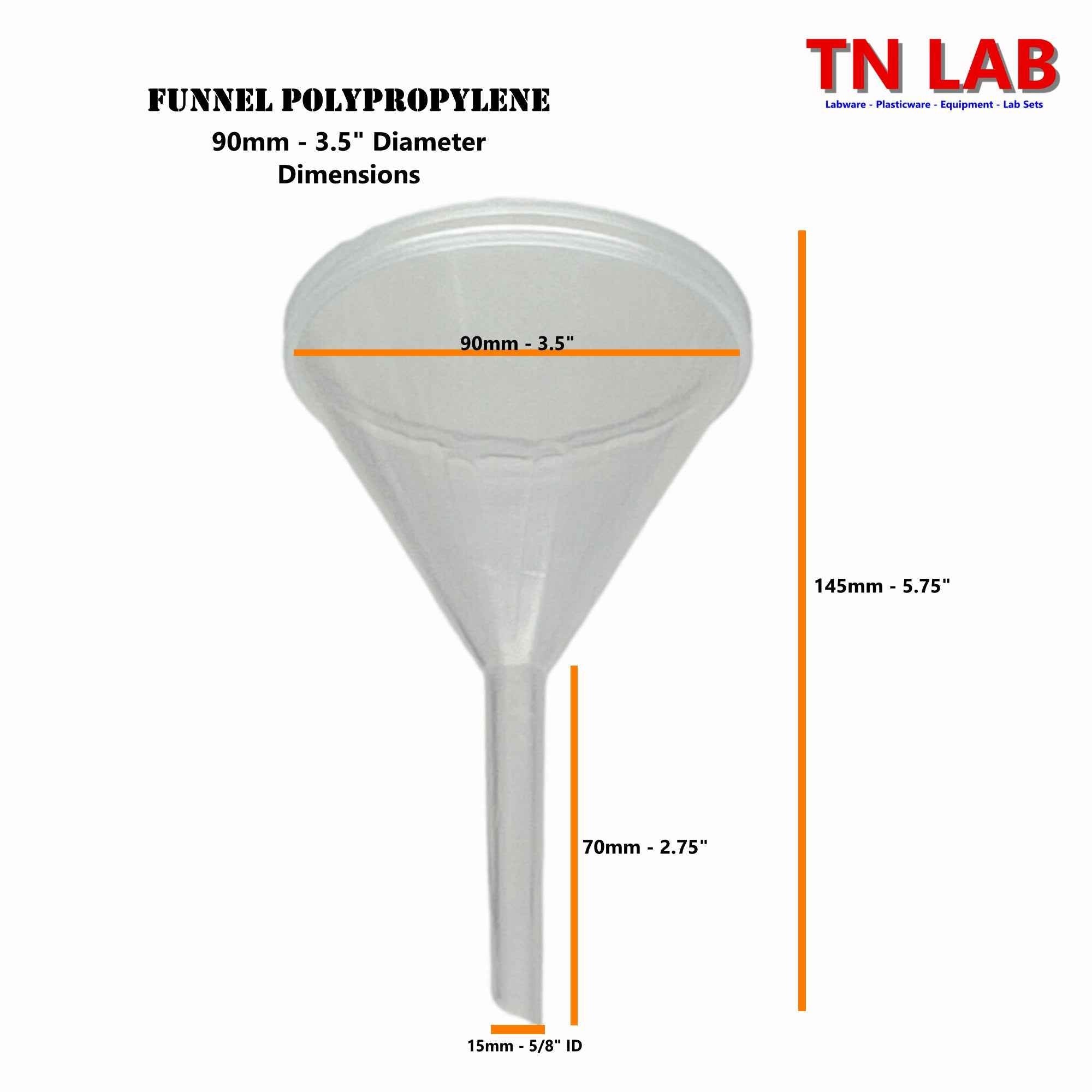 Funnel Polypropylene Short Stem 90 mm - TN LAB Supply
