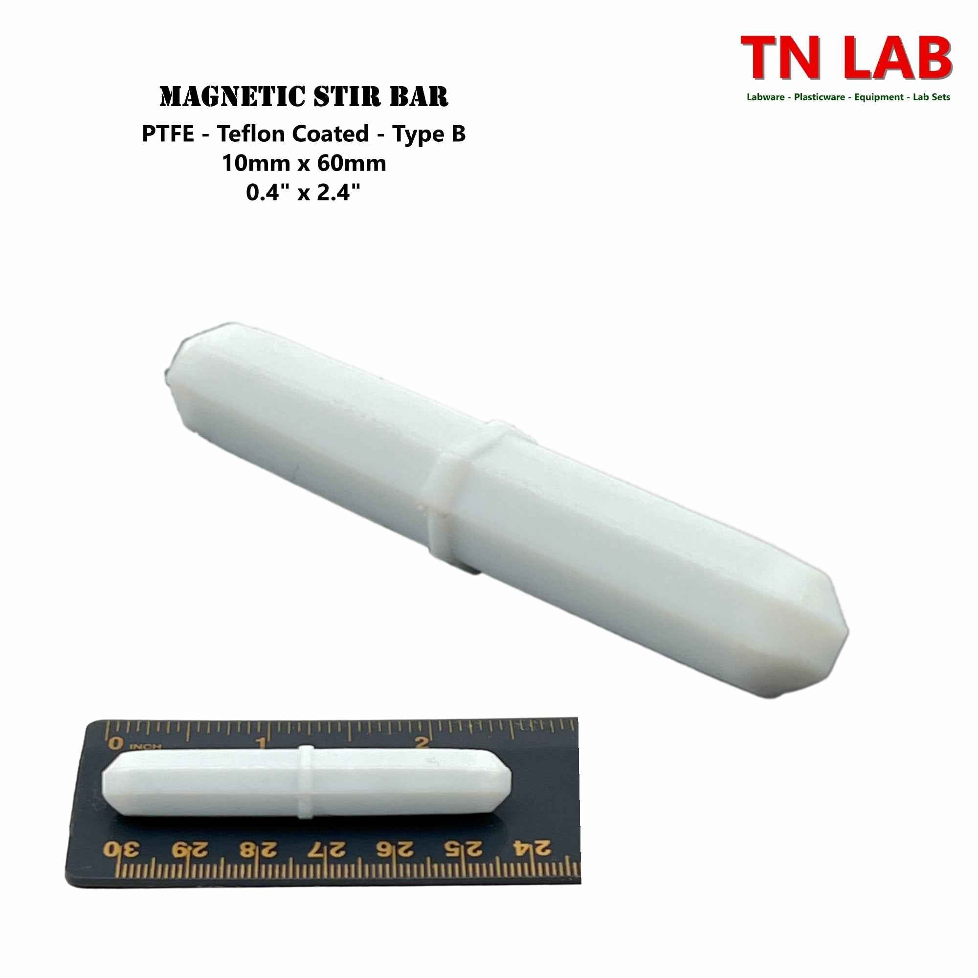 Magnetic Stir Bars Teflon® Coated 10 mm x 60 mm PTFE Type B - TN LAB Supply