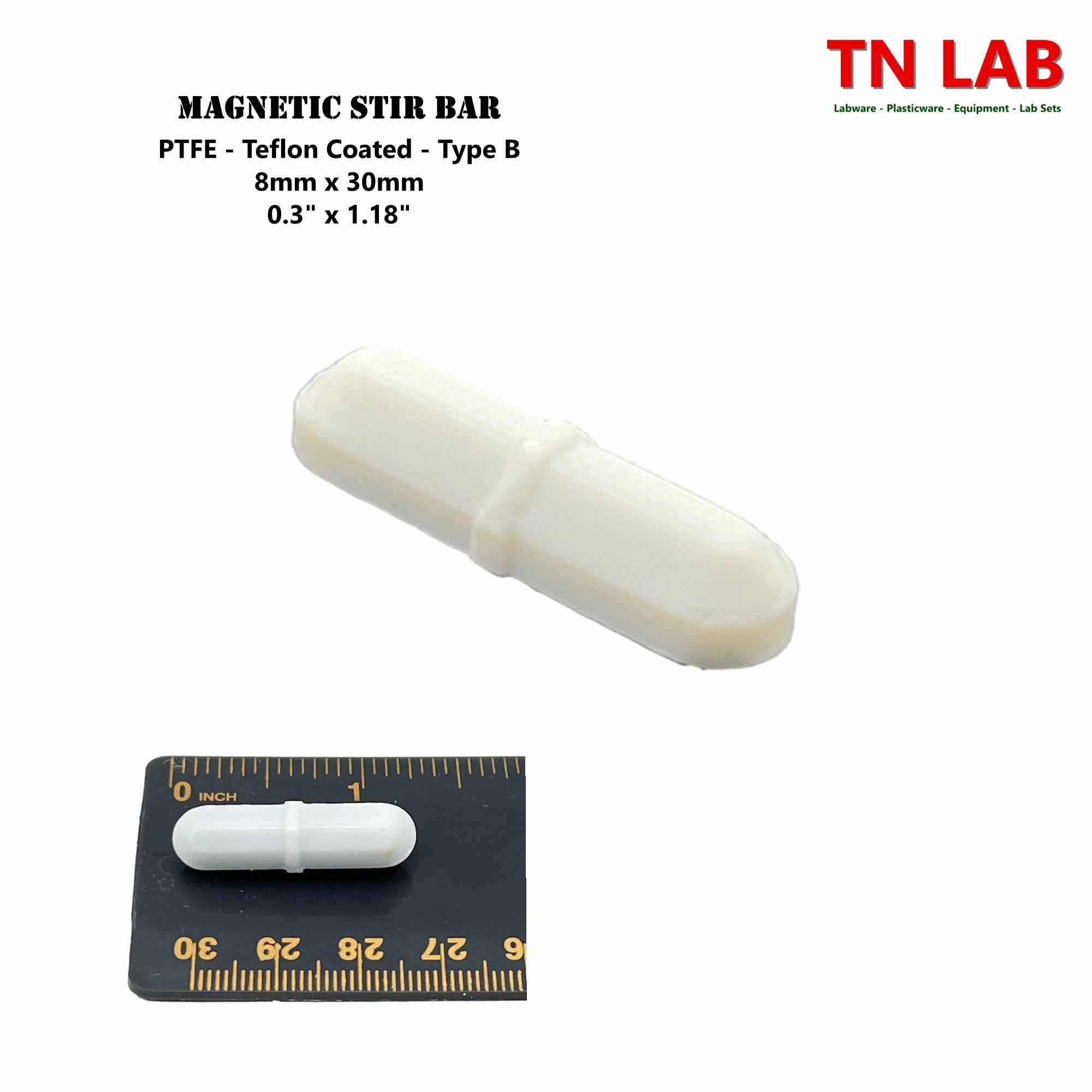 Magnetic Stir Bars Teflon® Coated 8 mm x 30 mm PTFE Type B - TN LAB Supply
