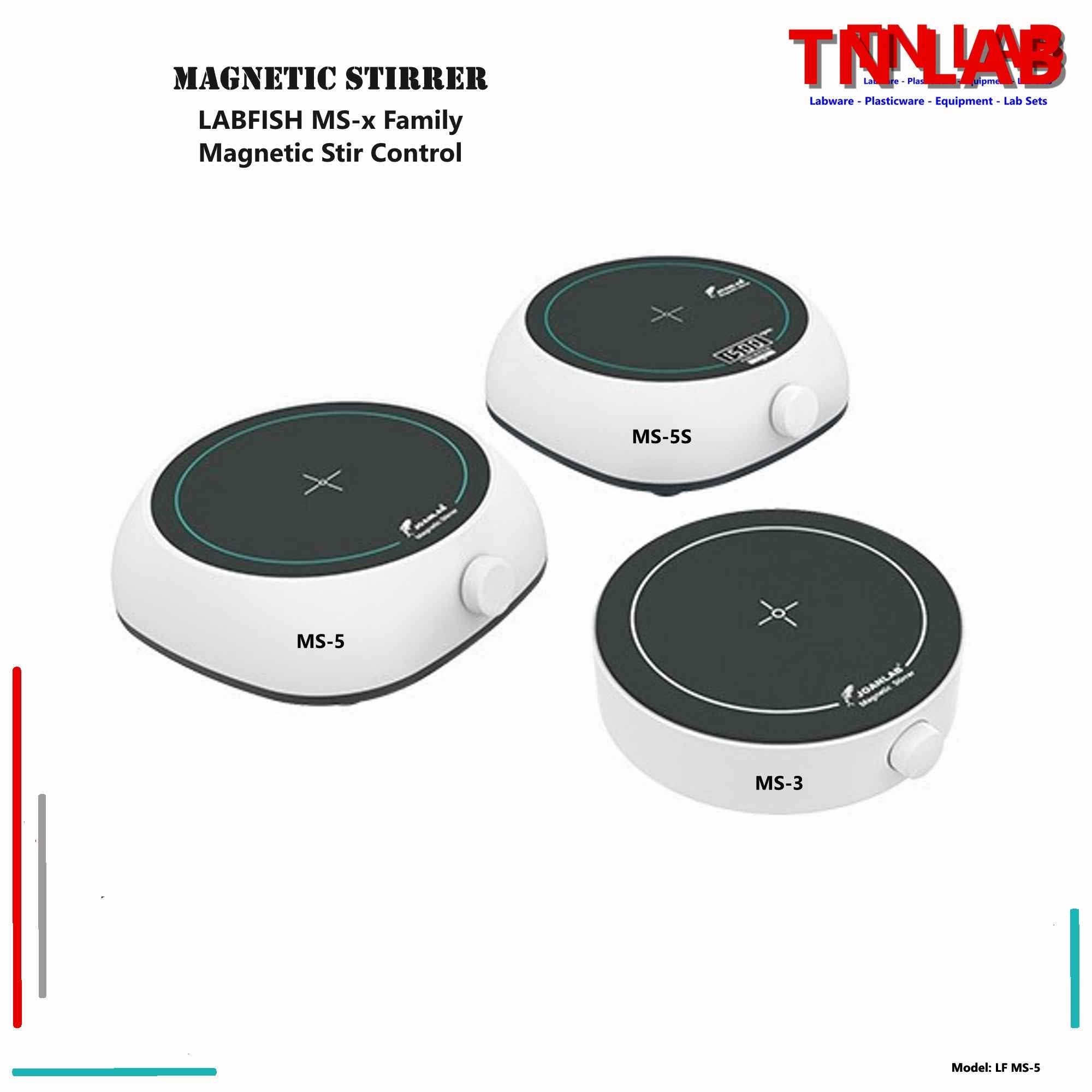 Magnetic Stirrer MS - 5 Up to 3 Liters 350 - 2000rpm Plate Size 135mm Brushless Motor 110v - TN LAB Supply