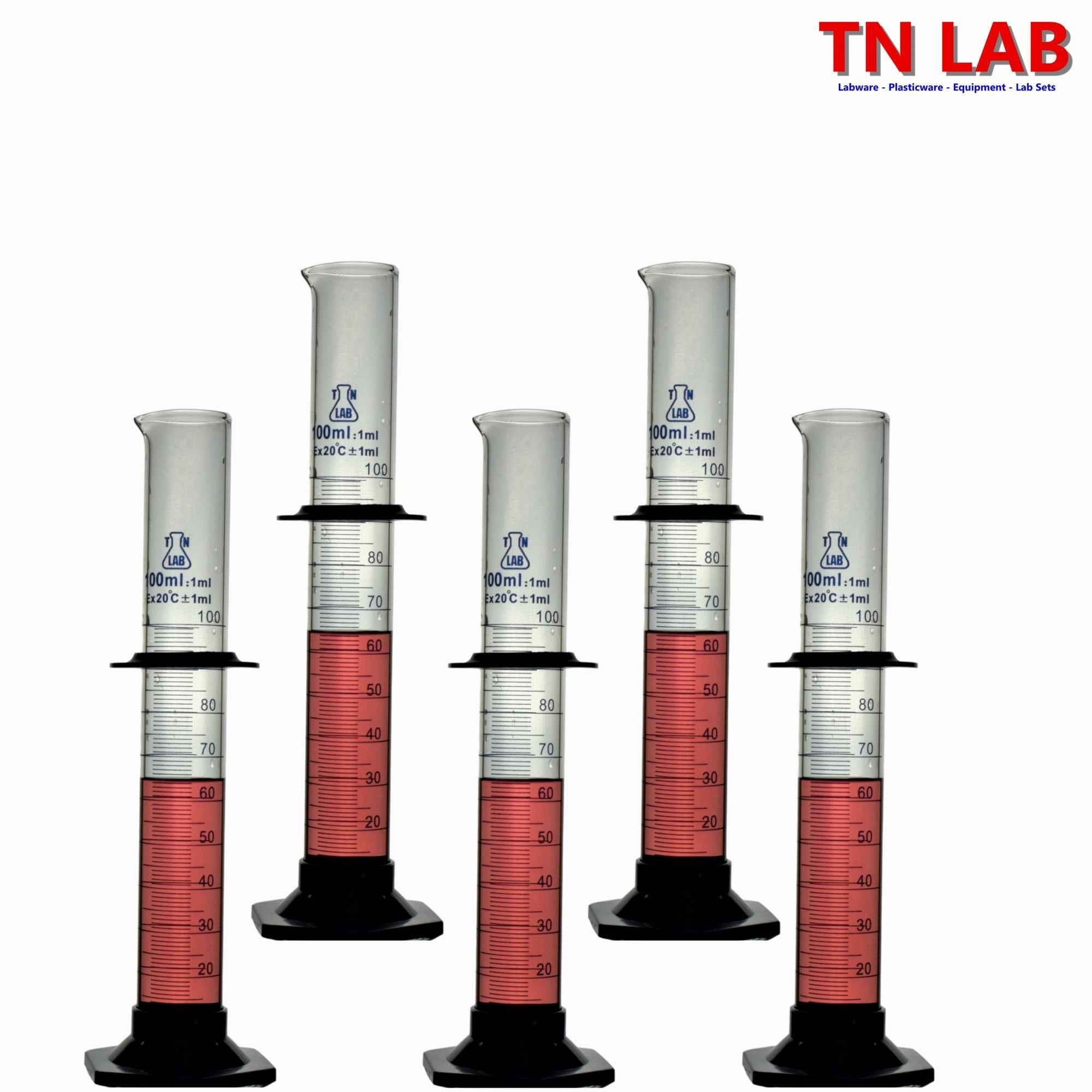 Measuring Cylinder 100ml Class A Borosilicate Glass Plastic Base - TN LAB Supply