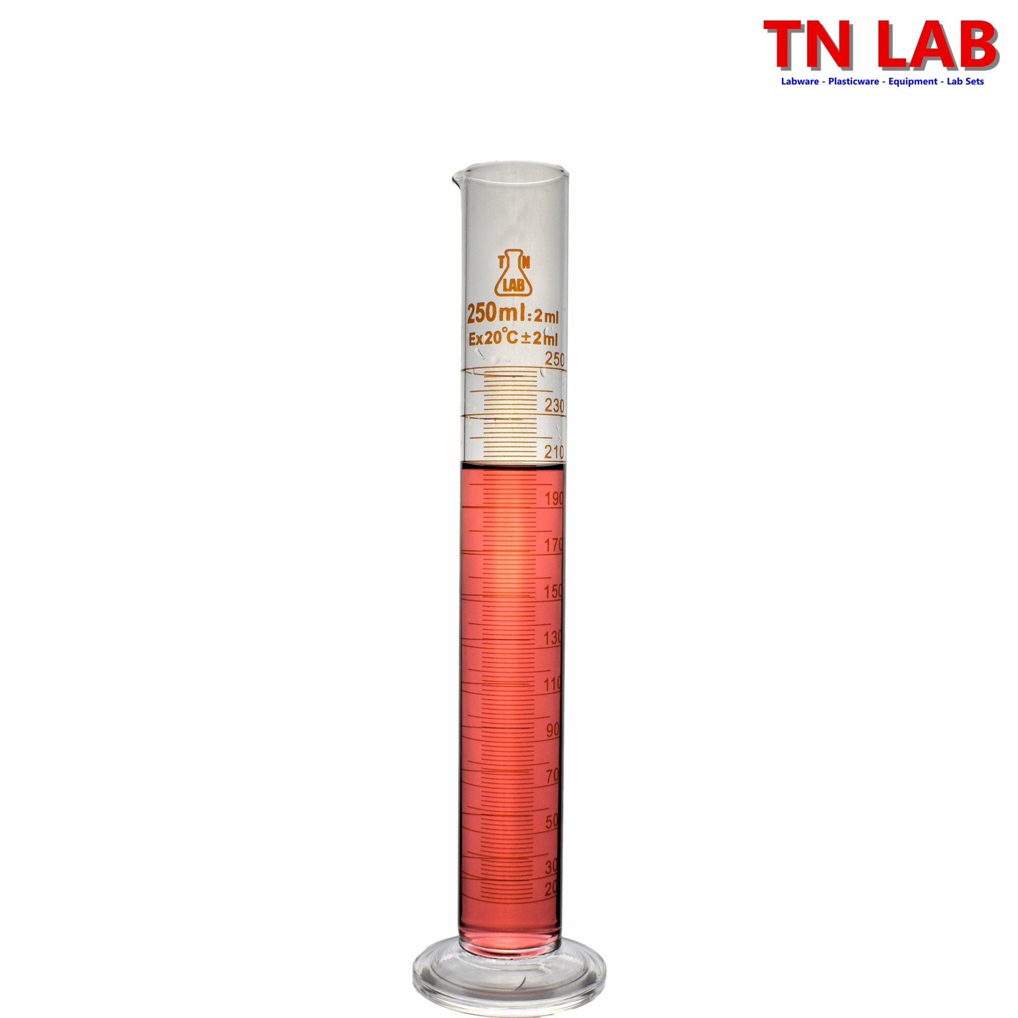 Measuring Cylinder 250ml Class A Borosilicate Glass with Glass Base - TN LAB Supply