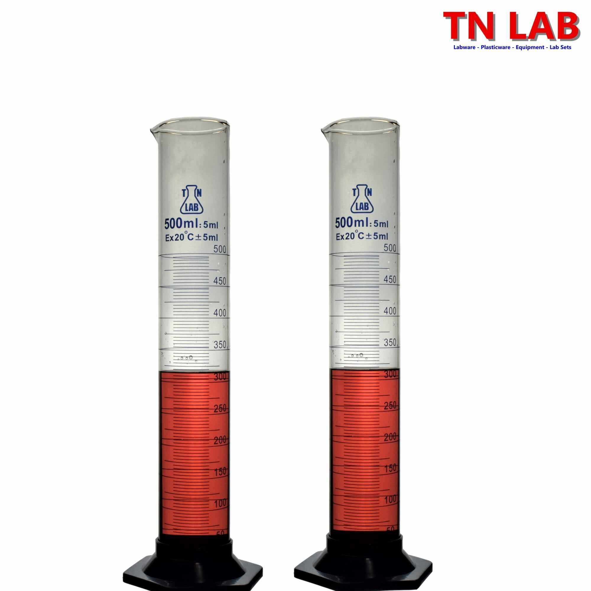 Measuring Cylinder 500ml Class A Borosilicate Glass with Plastic Base - TN LAB Supply