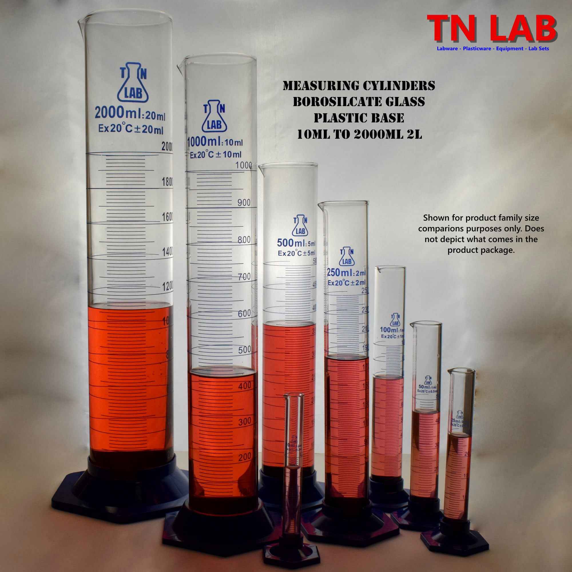 Measuring Cylinder Borosilicate Glass SET of 4 (10 - 25 - 50 - 100 ml) - TN LAB Supply