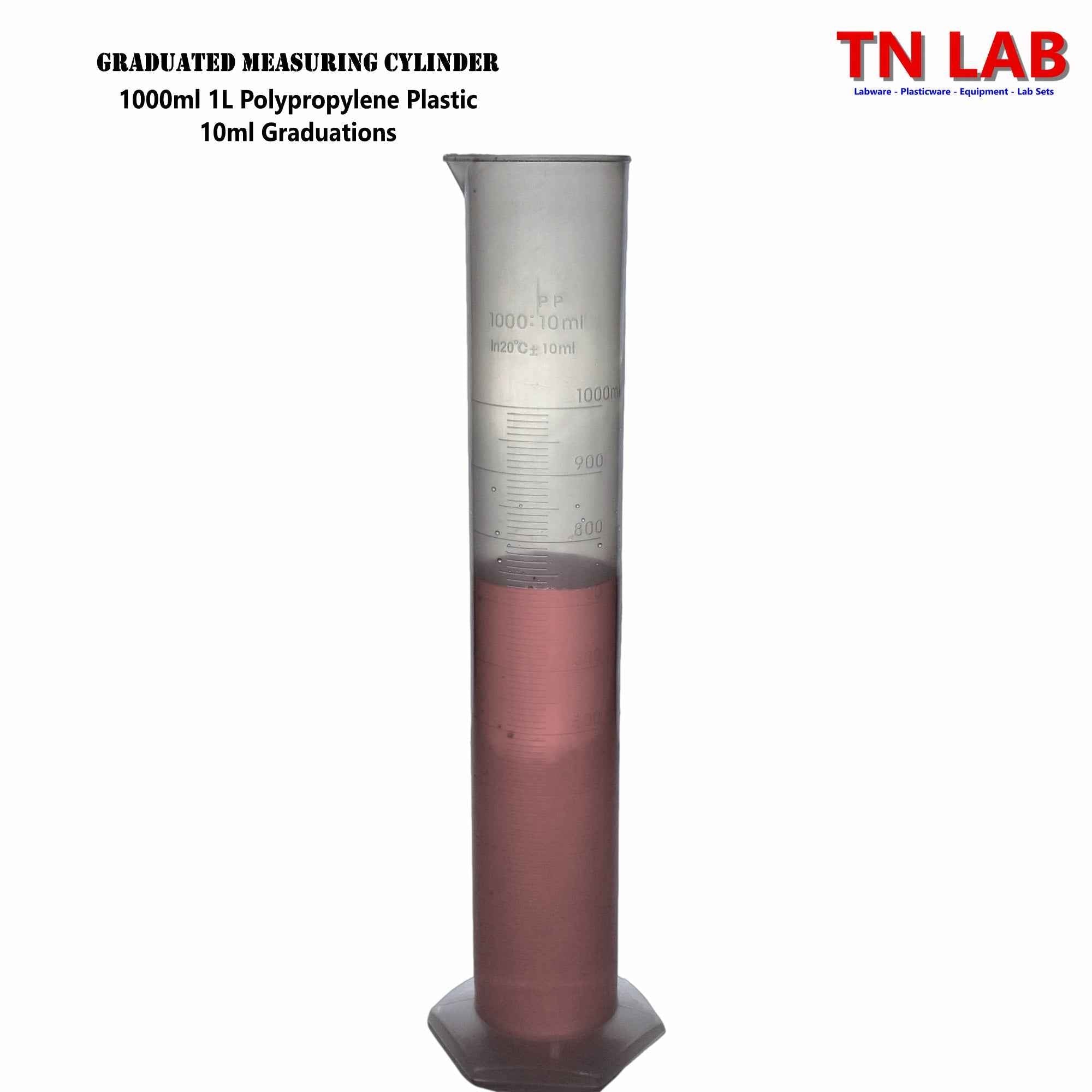 Measuring Cylinder Family Graduated Polypropylene 25ml - 50ml - 100ml - 250ml - 500ml - 1L - TN LAB Supply