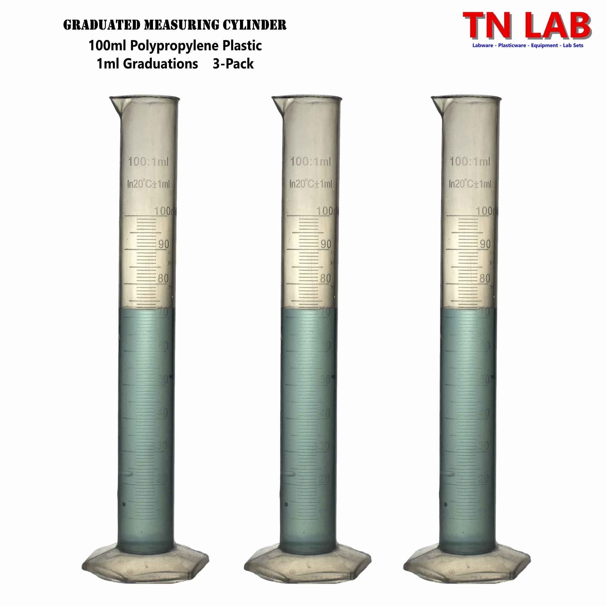 Measuring Cylinder Family Graduated Polypropylene 25ml - 50ml - 100ml - 250ml - 500ml - 1L - TN LAB Supply