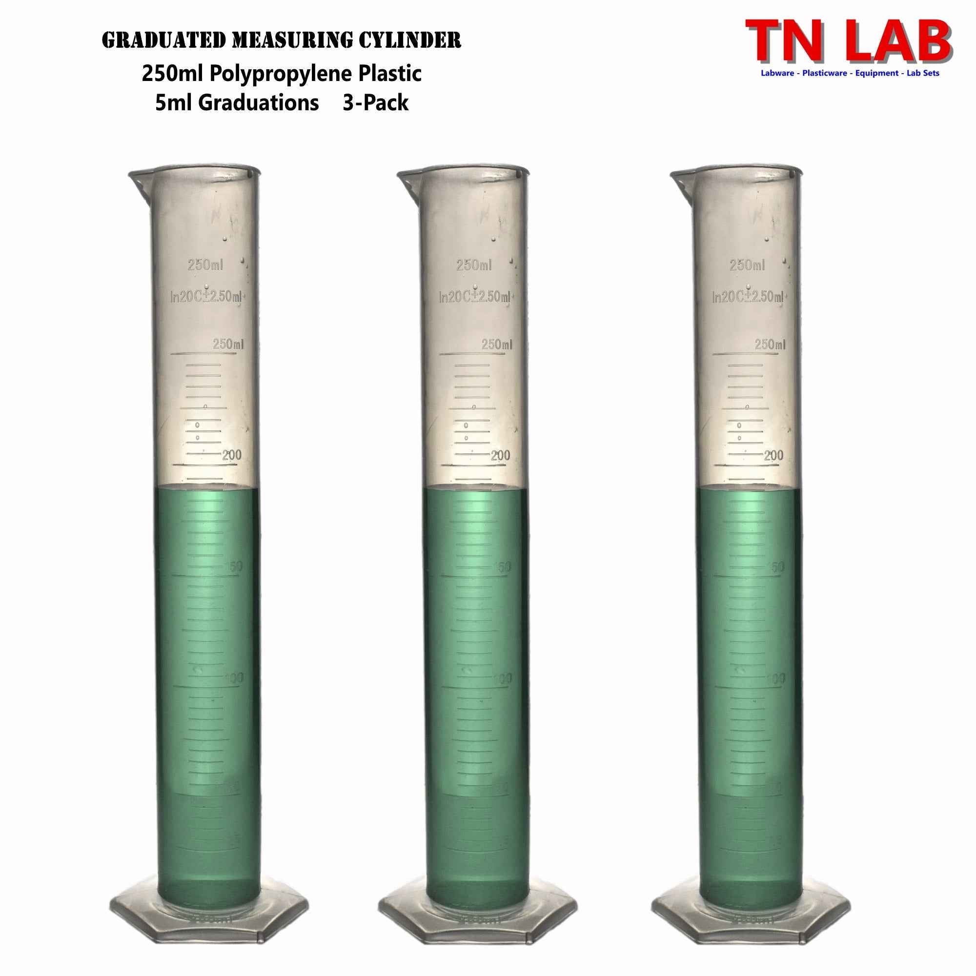 Measuring Cylinder Family Graduated Polypropylene 25ml - 50ml - 100ml - 250ml - 500ml - 1L - TN LAB Supply