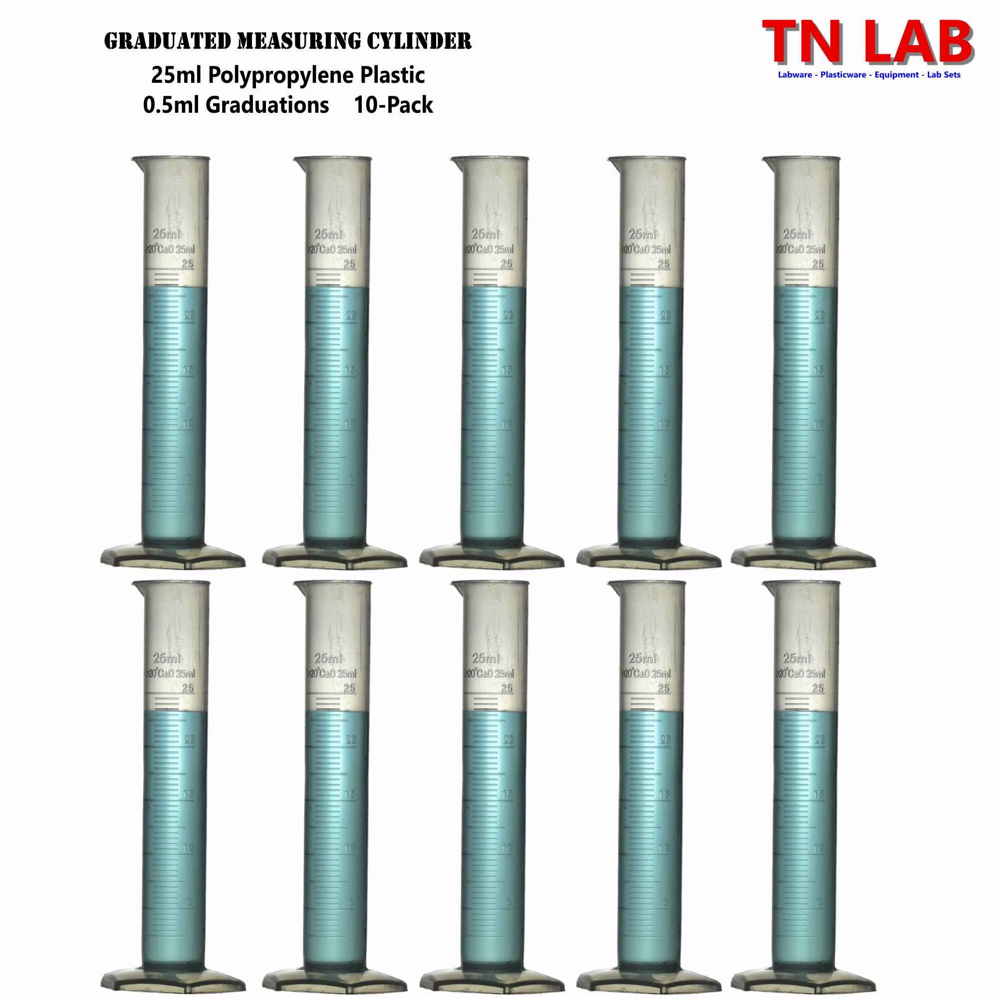Measuring Cylinder Family Graduated Polypropylene 25ml - 50ml - 100ml - 250ml - 500ml - 1L - TN LAB Supply