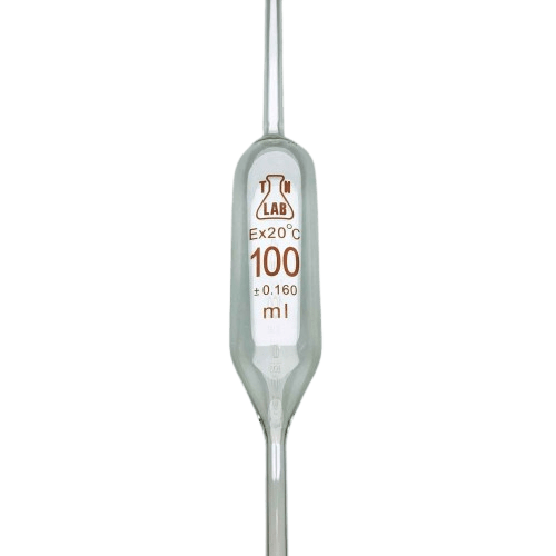 Pipette Volumetric Bulb Form 100 ml Borosilicate Glass 100ml 0.16ml Accuracy Yellow 10 - Pack - TN LAB Supply