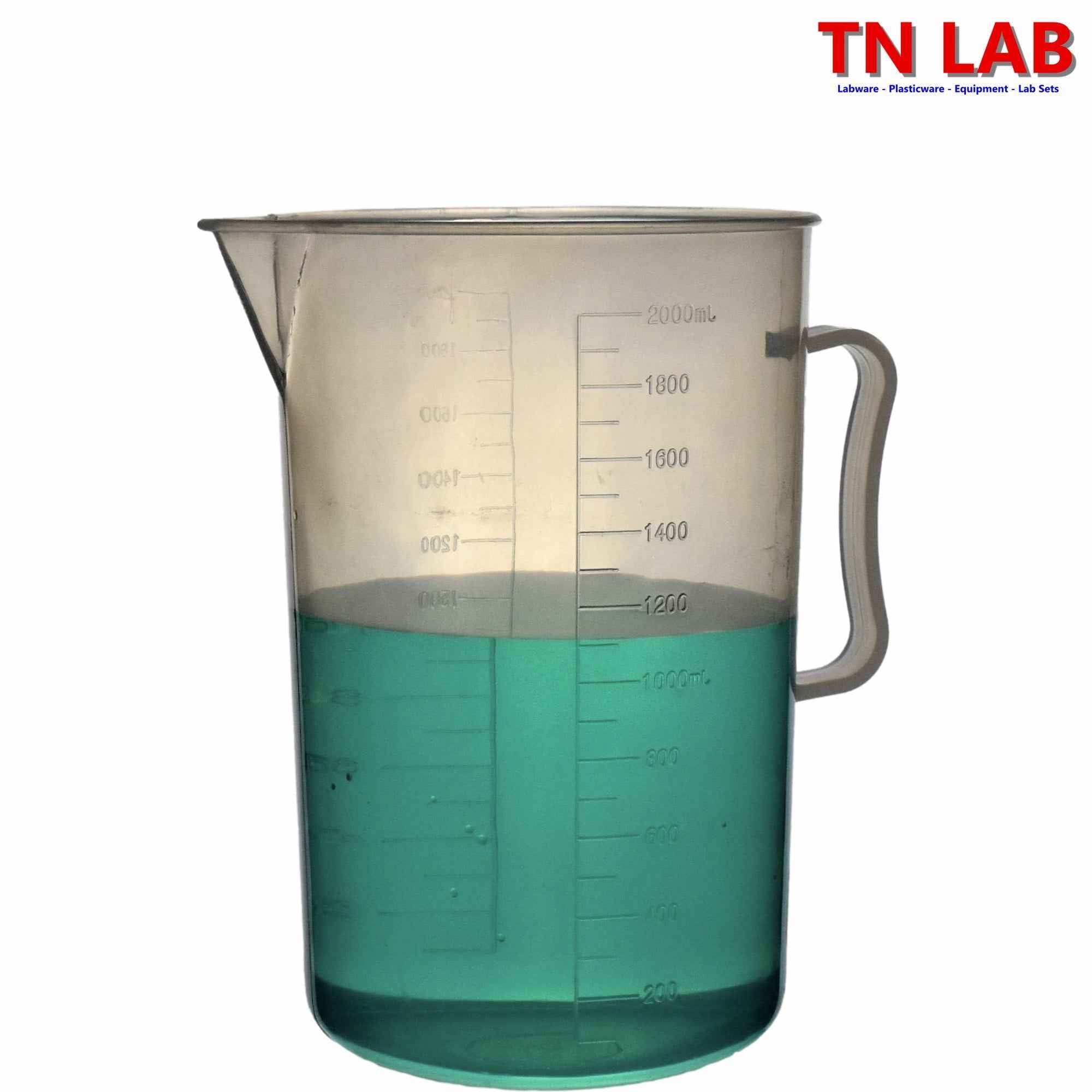 Pitcher Beaker Measuring Cup 2000ml 2L 2 - Quart Strong Handle Polypropylene Graduated - TN LAB Supply