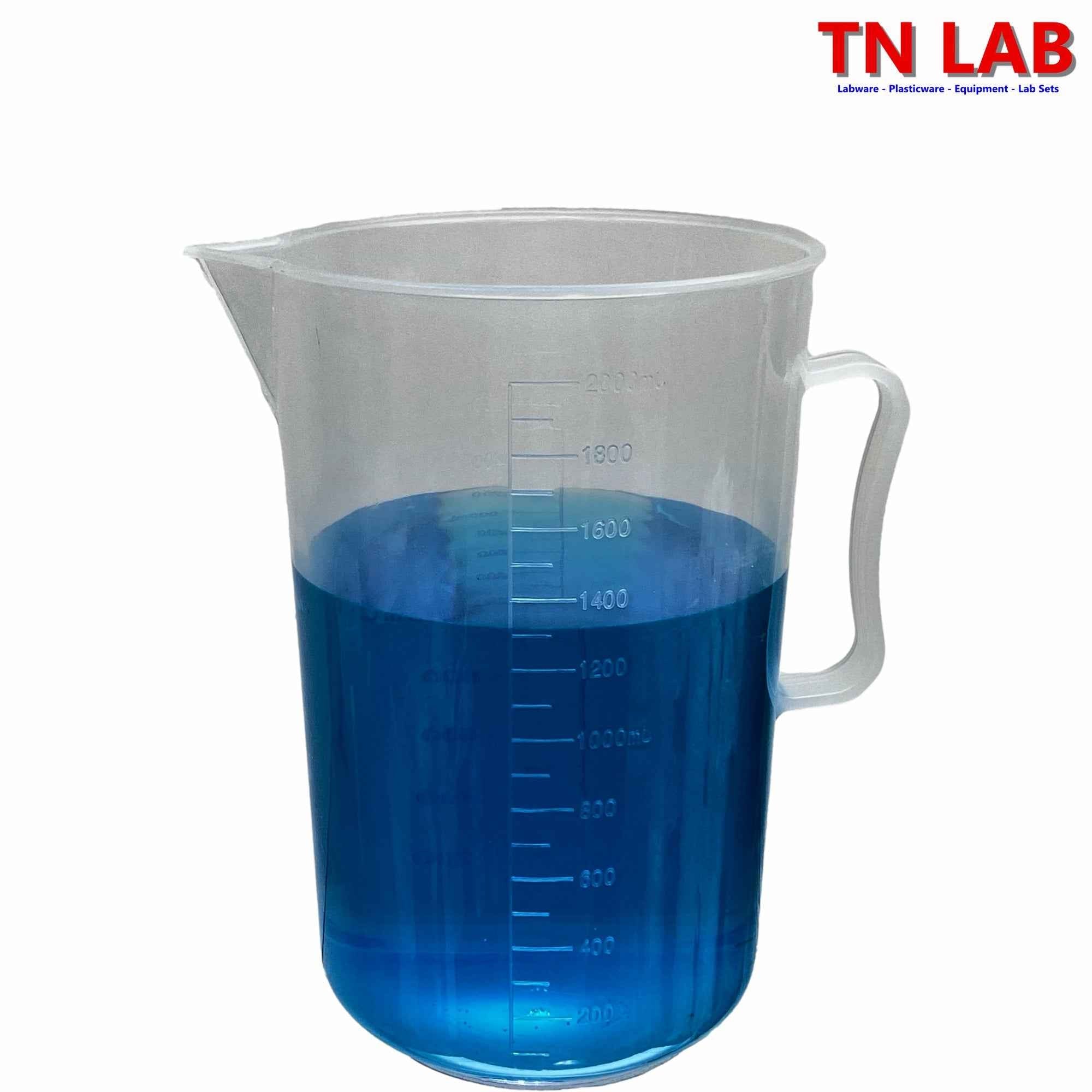 Pitcher Beaker Measuring Cup 2000ml 2L 2 - Quart Strong Handle Polypropylene Graduated - TN LAB Supply