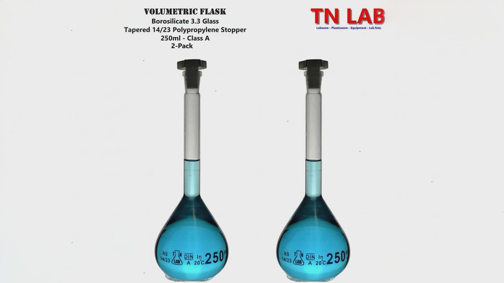 Volumetric 250ml Borosilicate 3.3 Glass Flask with 14/23 joint Class A Accuracy