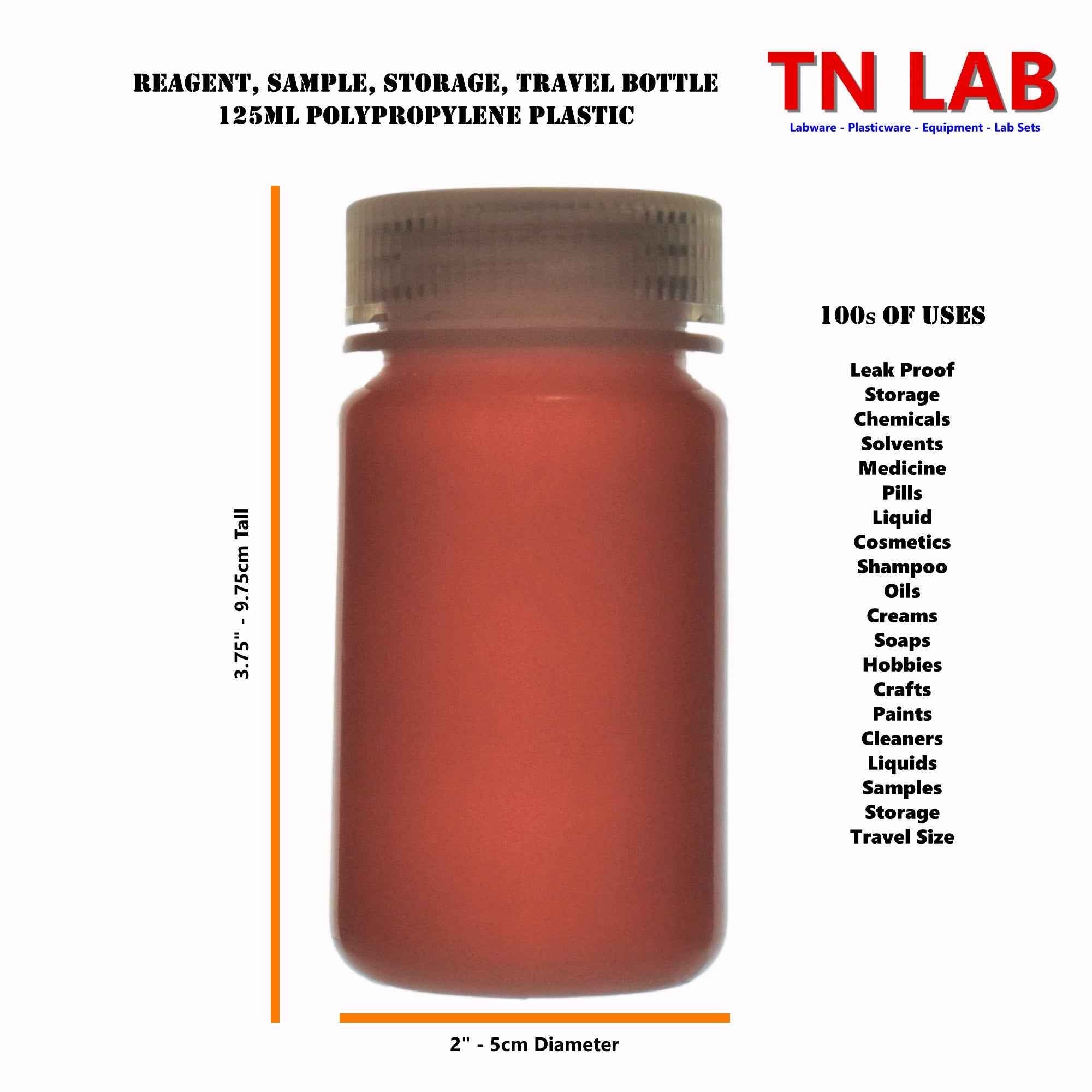 Reagent Wide - Mouth Sample Storage Bottle Polypropylene Plastic 125ml - TN LAB Supply