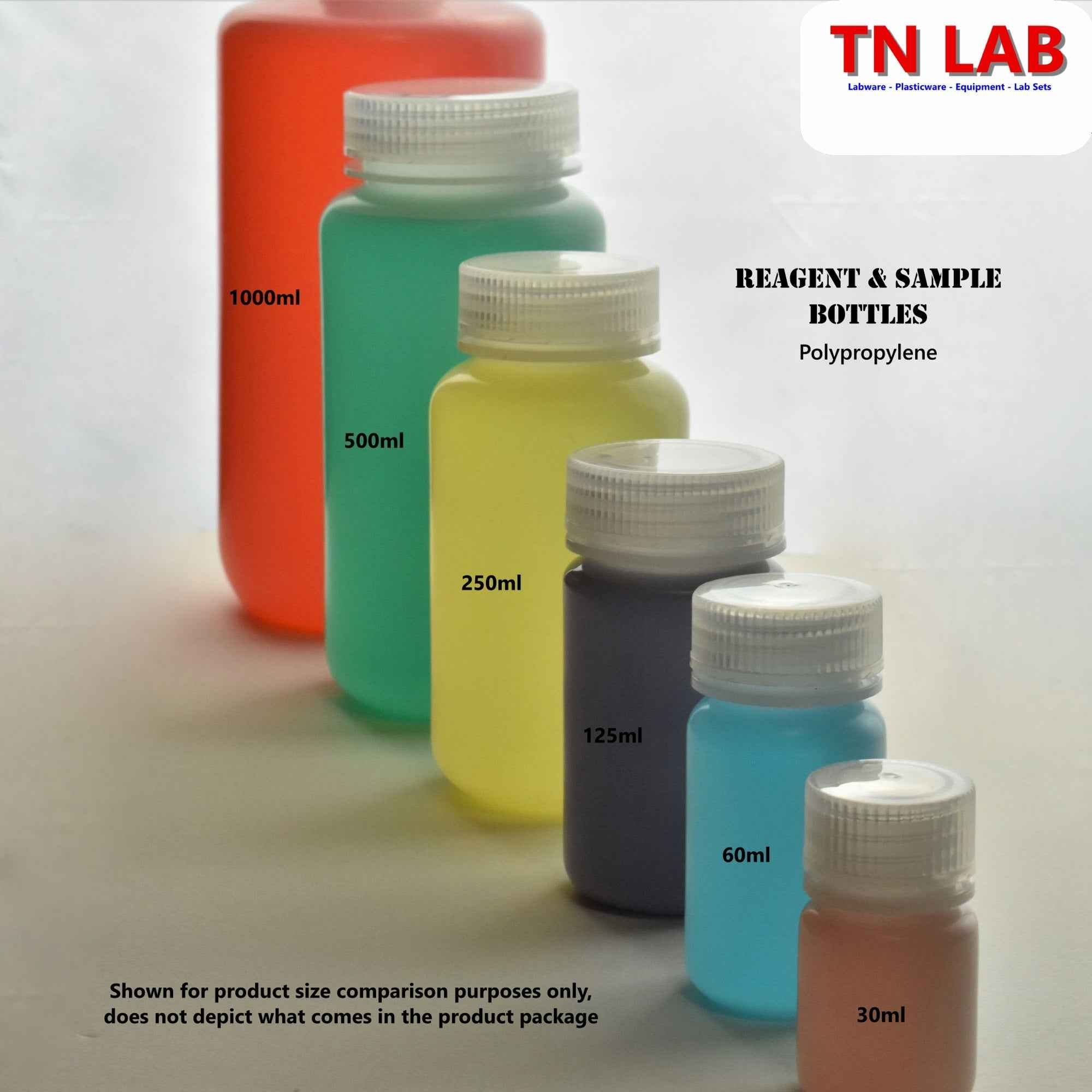 Reagent Wide - Mouth Sample Storage Bottle Polypropylene Plastic 500ml 1 Pint - TN LAB Supply