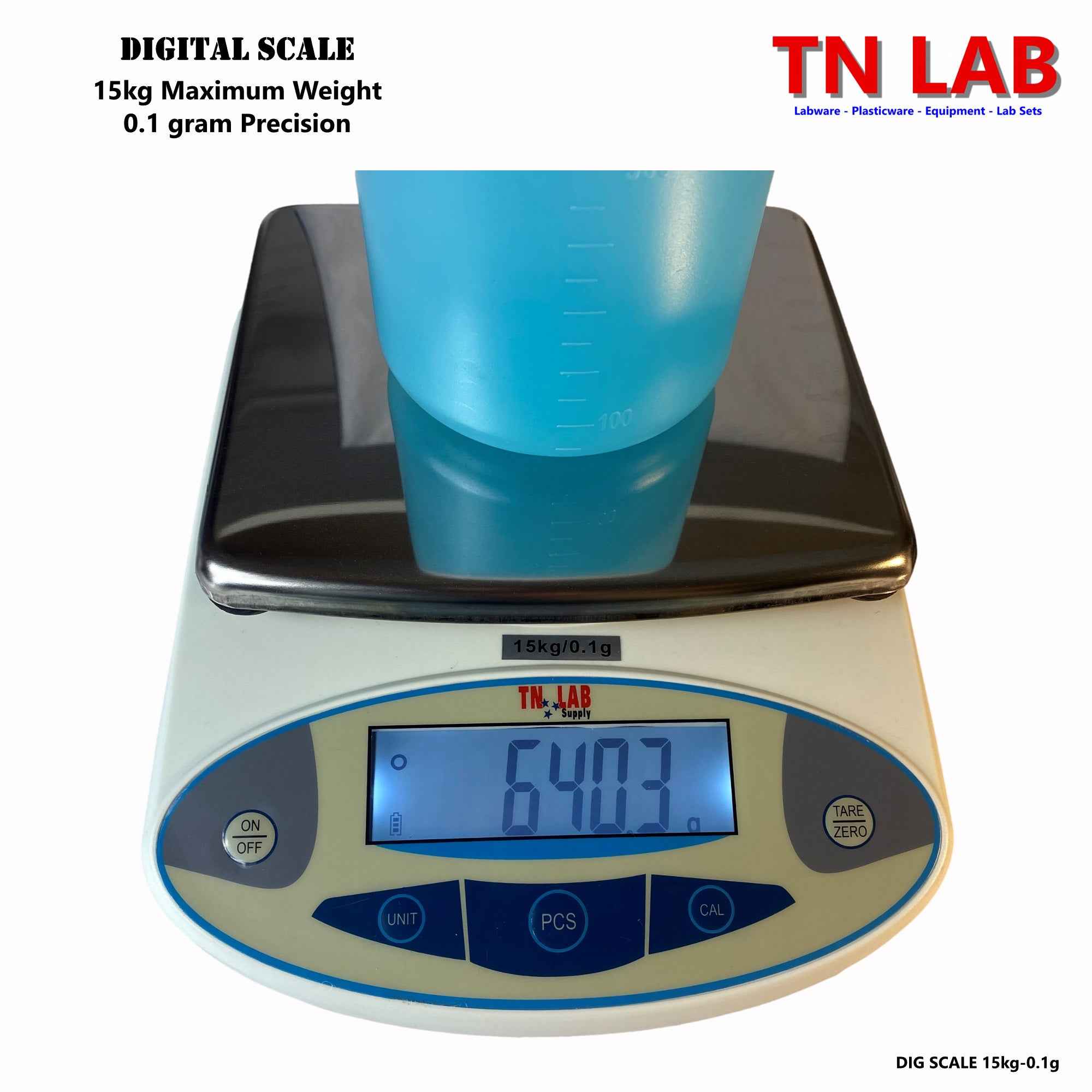 Scale Digital Electronic - 0.1 gram Precision - 15kg Max - Digital Scale Laboratory Kitchen Scientific - TN LAB Supply
