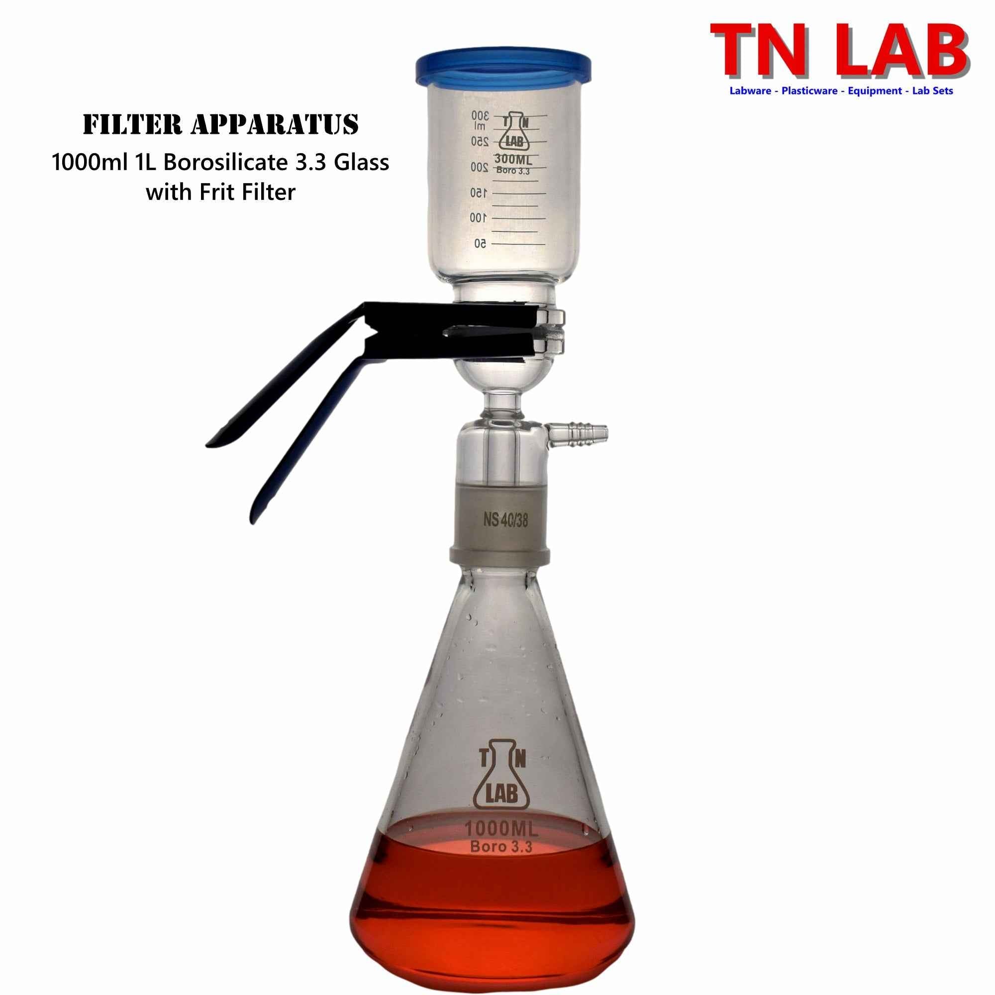 Vacuum Filtration Apparatus Kit Frit Filter Borosilicate Glass 1000ml 1L - TN LAB Supply