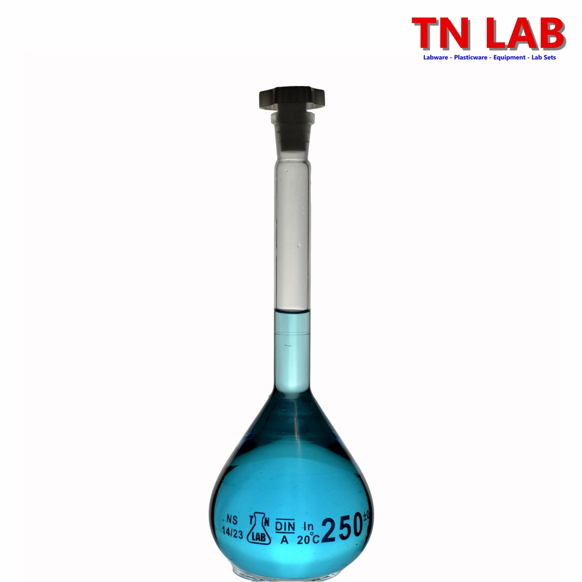 Volumetric Flask 250ml Borosilicate Glass Class A Precision ISO 1042 14/23 Joint - TN LAB Supply