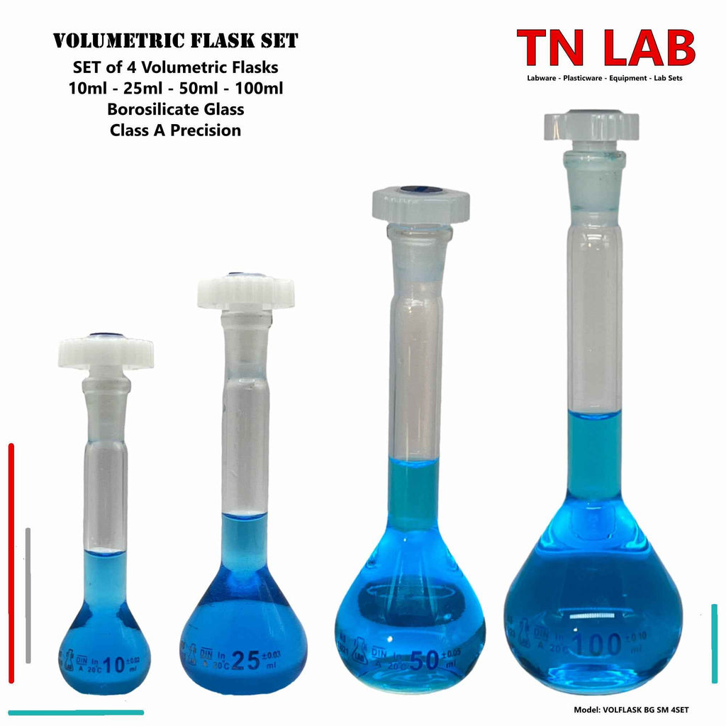 Regular Lab Flask TN LAB Volumetric Flask 4-Piece SET 10ml-25ml-50ml-100ml