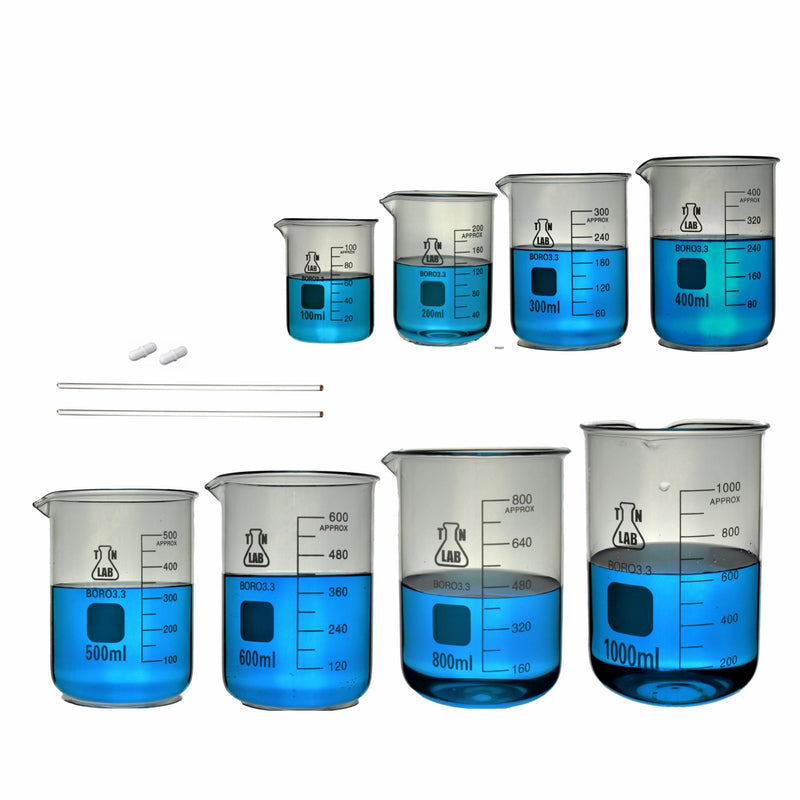 Beaker SET "By the 100s" 8-Piece SET 100-200-300-400-500-600-800-1000ml