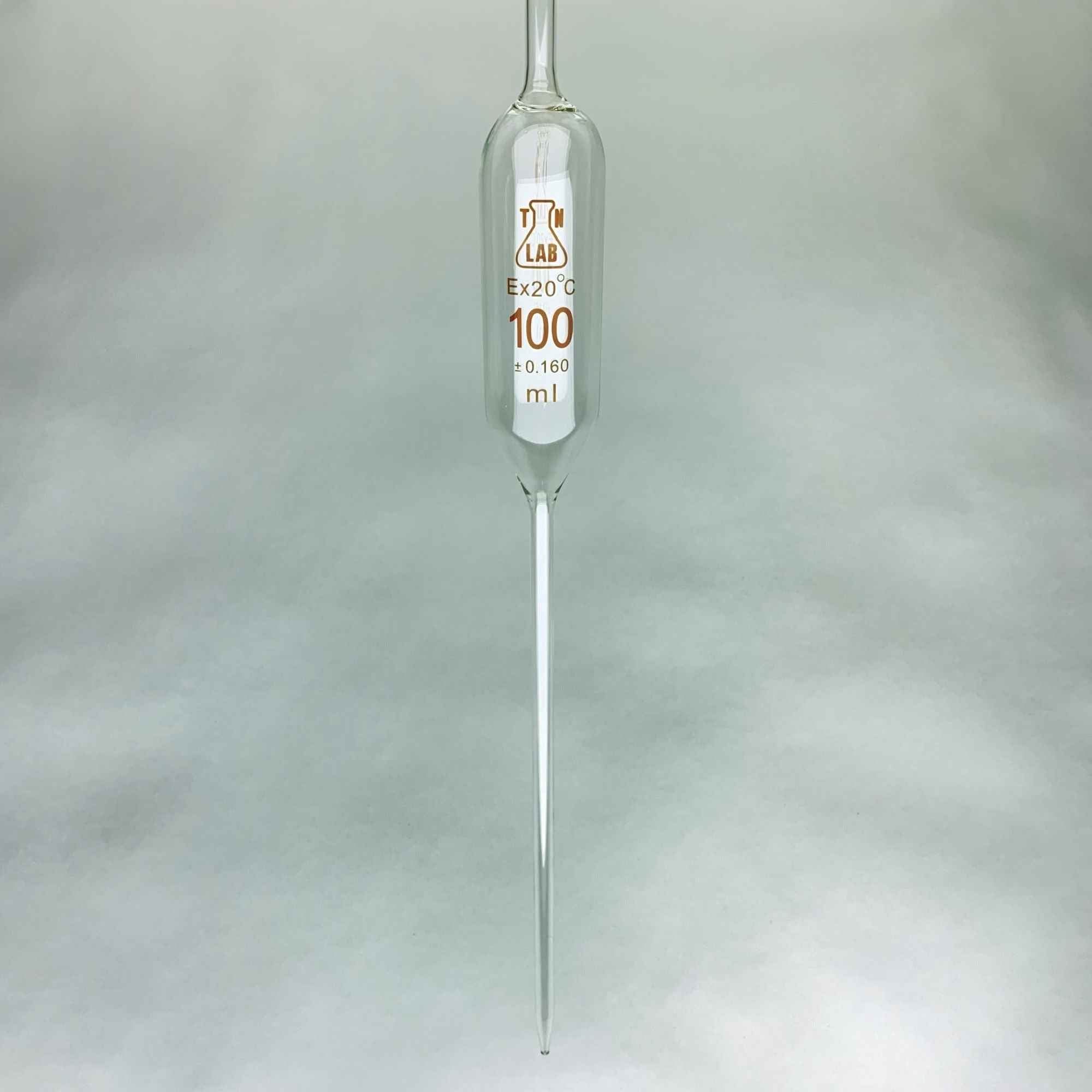 Pipette Volumetric Bulb Form 100 ml Borosilicate Glass 100ml 0.16ml Accuracy Yellow 10-Pack