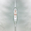 Pipette Volumetric Bulb Form 100 ml Borosilicate Glass 100ml 0.16ml Accuracy Yellow 10-Pack