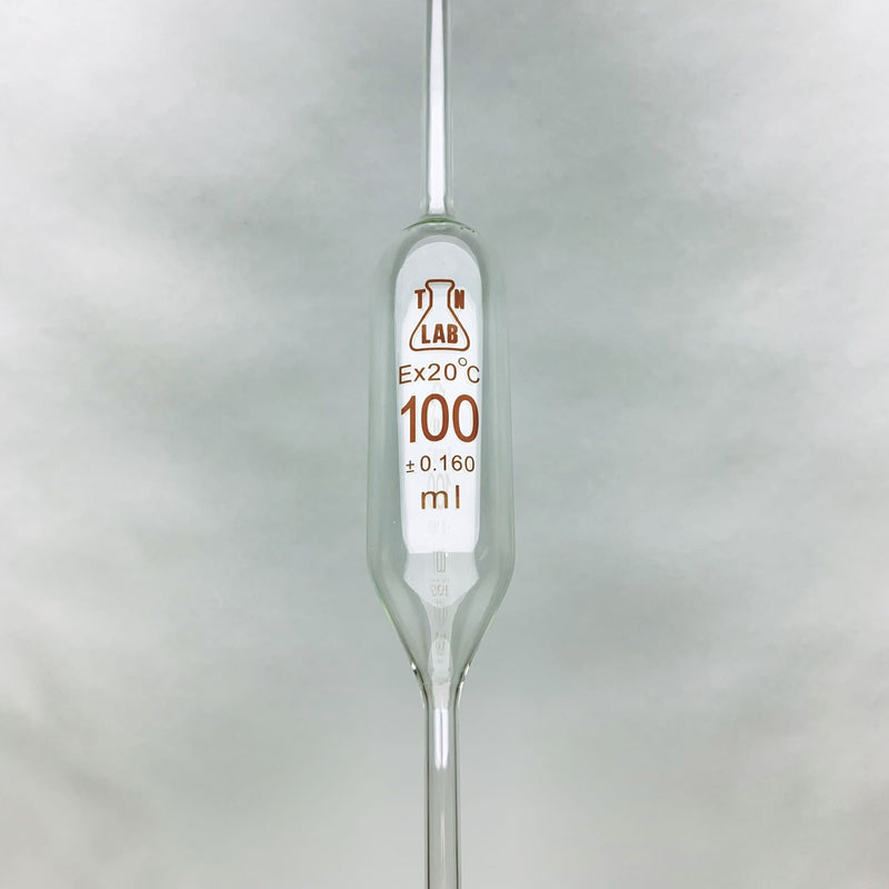 Pipette Volumetric Bulb Form 100 ml Borosilicate Glass 100ml 0.16ml Accuracy Yellow 10-Pack