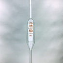 Pipette Volumetric Bulb Form 50 ml Borosilicate Glass 50ml 0.10ml Accuracy Red 10-Pack