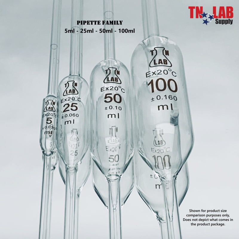 Pipette Volumetric Bulb Form 25 ml Borosilicate Glass 25ml 0.06ml Accuracy Blue 10-Pack