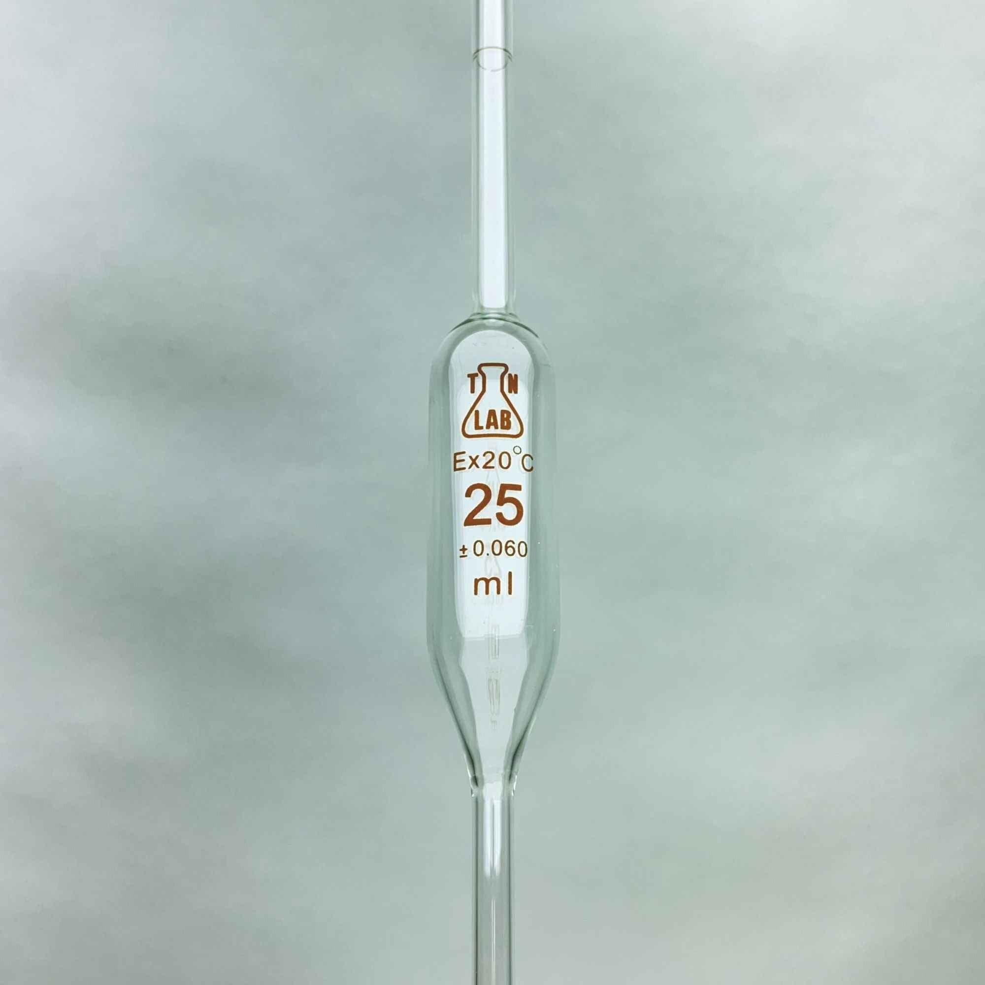 Pipette Volumetric Bulb Form 25 ml Borosilicate Glass 25ml 0.06ml Accuracy Blue 10 - Pack - TN LAB Supply